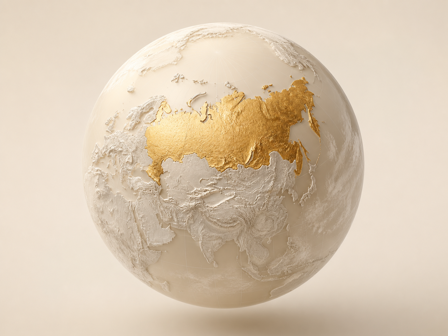 Gold Russia on an ivory globe